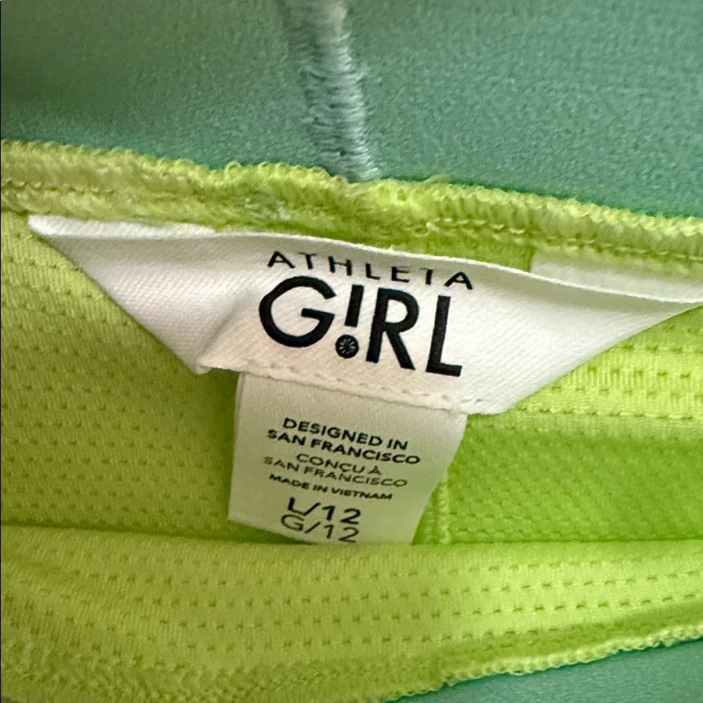 Athleta Perfect Pleat Skort Neon Green & Turquoise- Size Large/12- NWOT - Picture 2 of 6